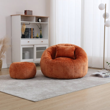 Modern Extra Large Round Bean Bag Chair with Footrest